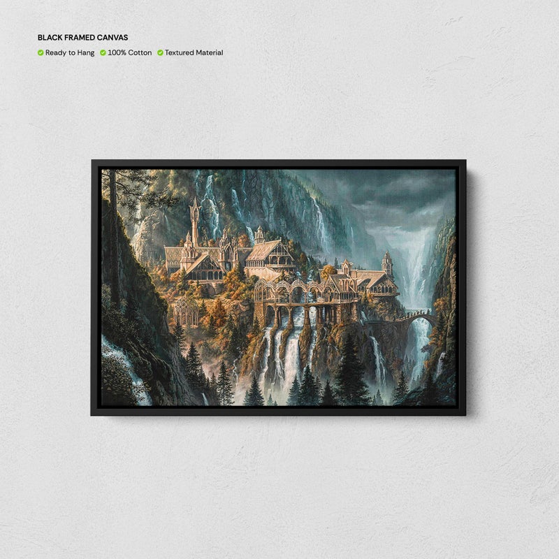 TNESSENTIAL Rivendell Wall Art, LOTR Inspired Canvas, Middle Earth Print, Rivendell Landscape, Bookish Gift, Lord in search of the ring - Image 1