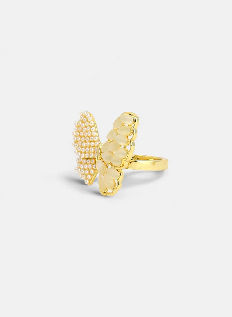 SOHI Stones Adjustable Butterfly Dreams Statement Artificial Finger Ring Jewellery