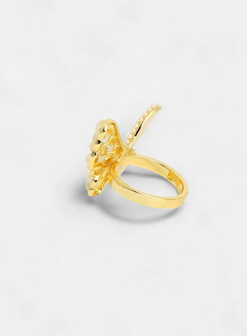 SOHI Stones Adjustable Butterfly Dreams Statement Artificial Finger Ring Jewellery