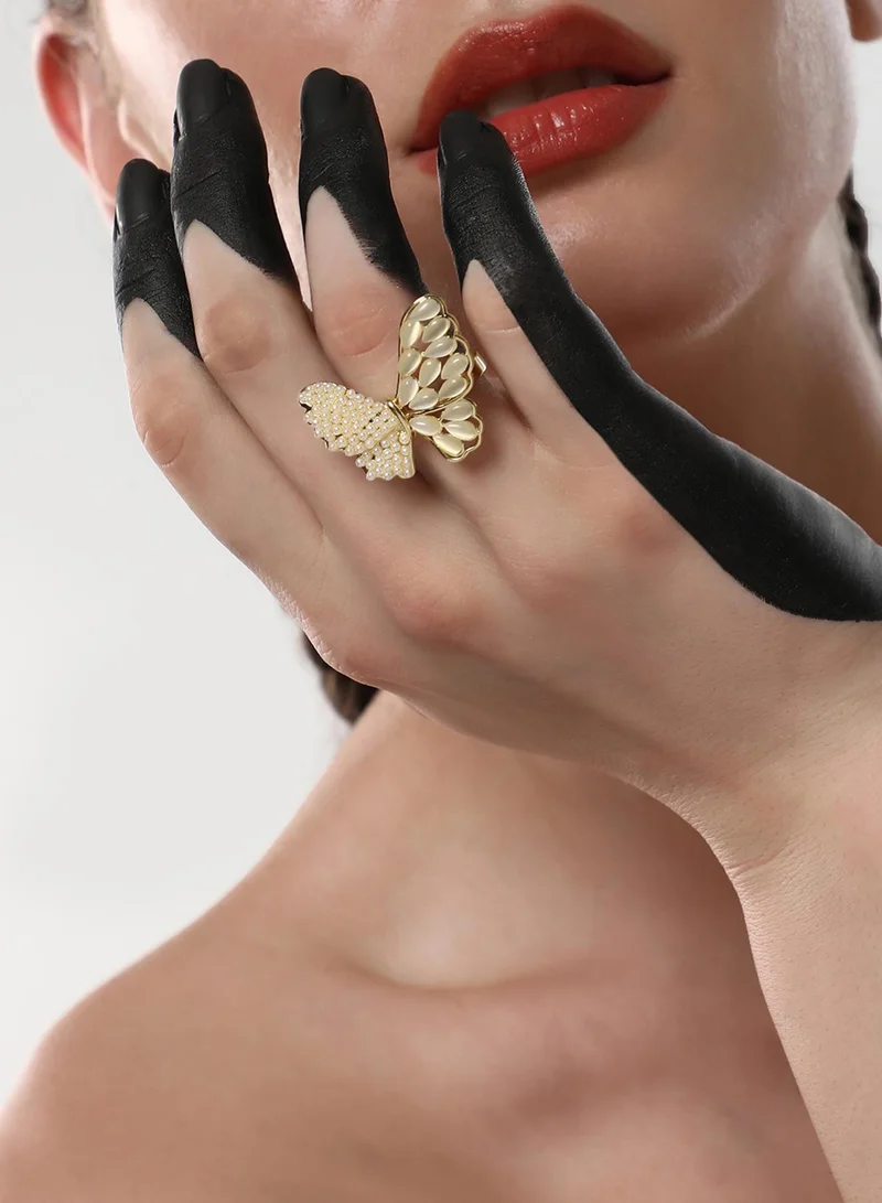 SOHI Stones Adjustable Butterfly Dreams Statement Artificial Finger Ring Jewellery