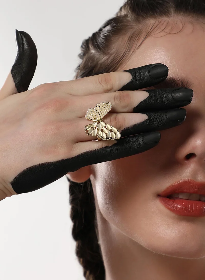 SOHI Stones Adjustable Butterfly Dreams Statement Artificial Finger Ring Jewellery