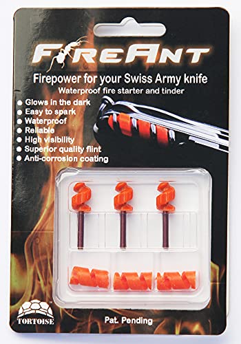 Tortoise Gear FireAnt 3 Pack - Fire Starter and Tinder System for Swiss Army Victorinox Knives (Orange Glow) - Image 1