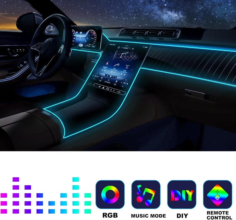Fimker Car Led Strip Lights,Interior Car Lights,Ambient Led Lighting Kit With RGB 16 Million Colors Fiber Optics&Music Sync Rhythm,USB Neon Light Car Accessories for Center Console&Dashboard,Upgraded Version - Image 2