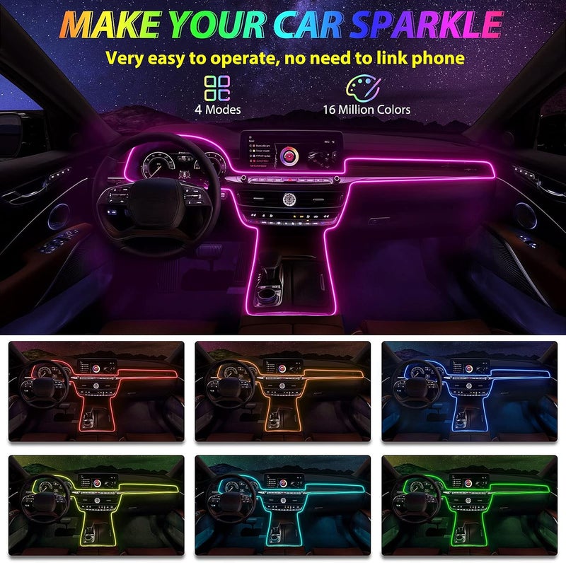 Fimker Car Led Strip Lights,Interior Car Lights,Ambient Led Lighting Kit With RGB 16 Million Colors Fiber Optics&Music Sync Rhythm,USB Neon Light Car Accessories for Center Console&Dashboard,Upgraded Version - Image 4