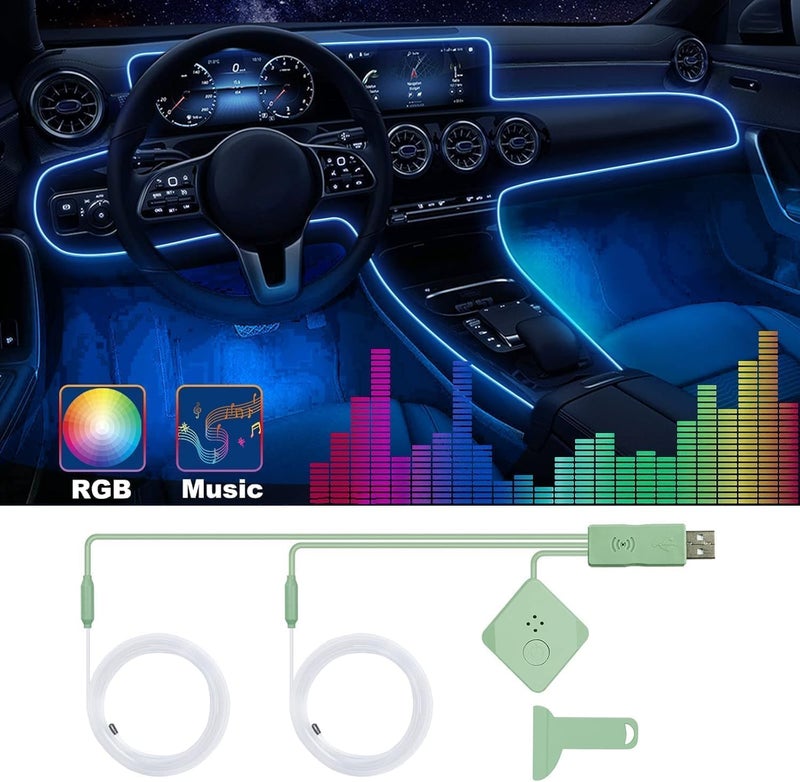 Fimker Car Led Strip Lights,Interior Car Lights,Ambient Led Lighting Kit With RGB 16 Million Colors Fiber Optics&Music Sync Rhythm,USB Neon Light Car Accessories for Center Console&Dashboard,Upgraded Version - Image 1