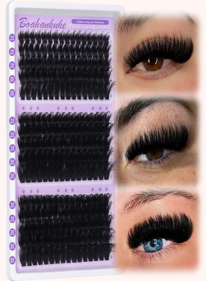 Boahankuke Lash Clusters 260D+280D+300D Volume Eyelash Clusters Extensions Wispy Lashes Clusters Long 14-24MM Fluff Cluster Lashes Spike Individual Lashes Thick Lash Extension Mink Cluster Eyelash by Boahankuke - Image 1