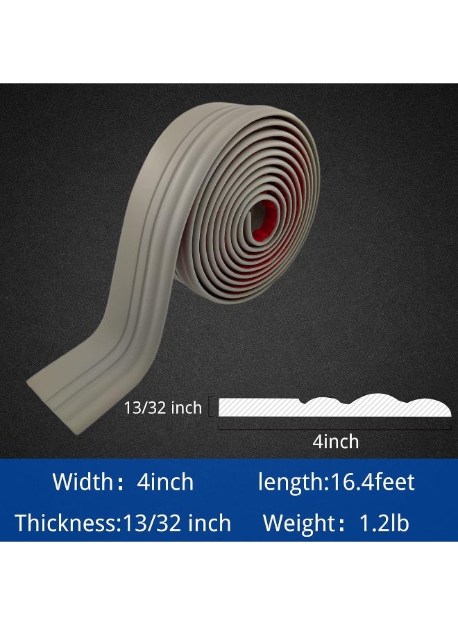 COUKIU Flexible Wall Base Moulding Trim, Peel and Stick Rubber Baseboard Molding, 4 Inch x 16.4 Feet Self-Adhesive Vinyl Wall Base Cove Base (Grey)  - Image 2