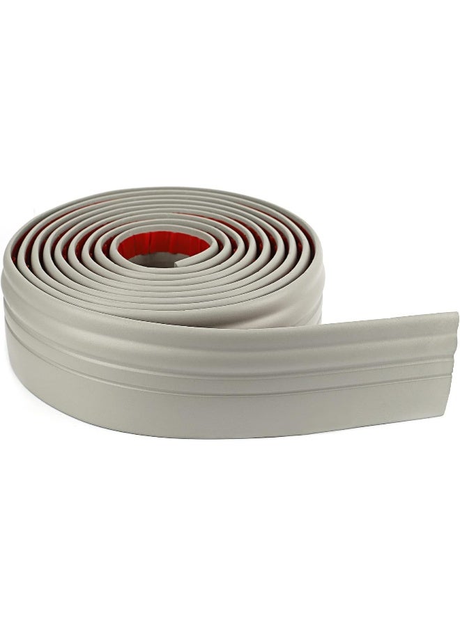 COUKIU Flexible Wall Base Moulding Trim, Peel and Stick Rubber Baseboard Molding, 4 Inch x 16.4 Feet Self-Adhesive Vinyl Wall Base Cove Base (Grey)  - Image 1