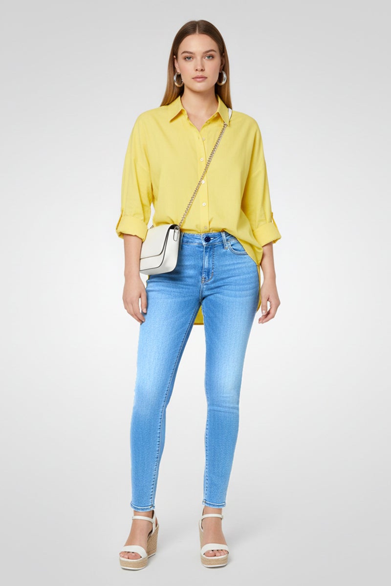 Replay Women Skinny Fit Luzien Washed  Stretchable High Waist Denim, Blue - Image 1