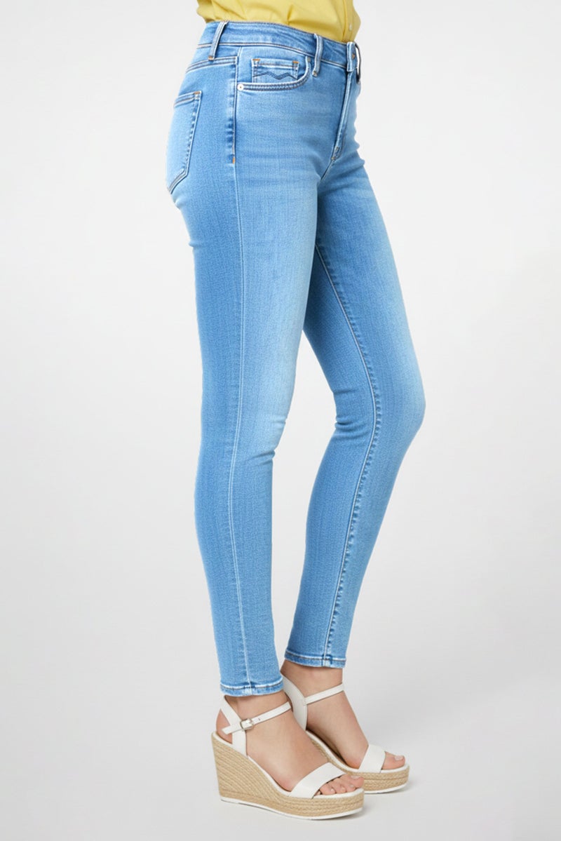 Replay Women Skinny Fit Luzien Washed  Stretchable High Waist Denim, Blue - Image 3