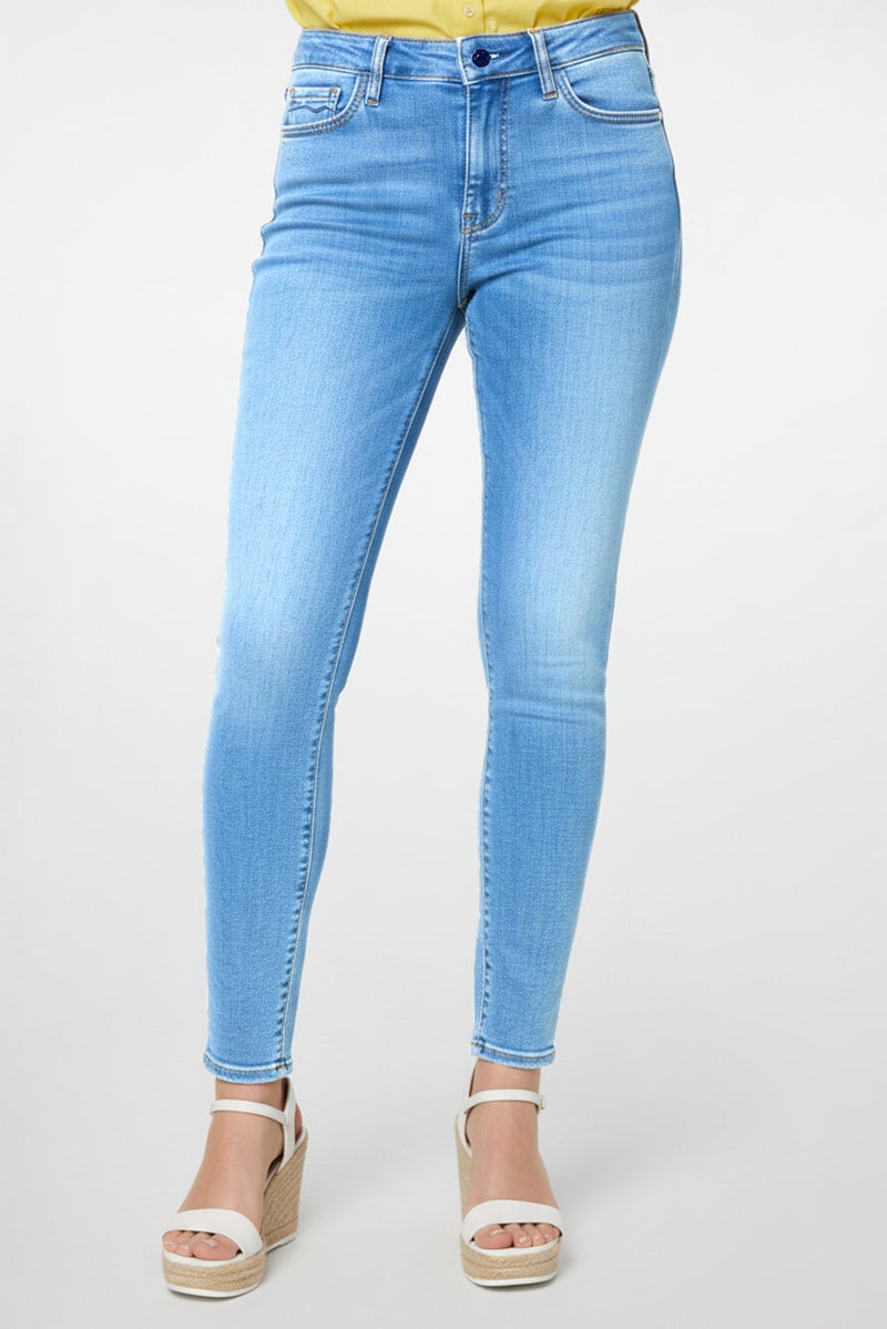 Replay Women Skinny Fit Luzien Washed  Stretchable High Waist Denim, Blue - Image 2