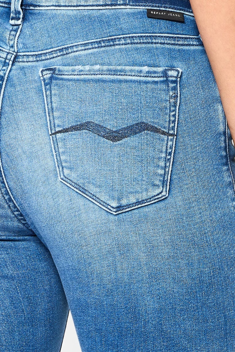 Replay Women Skinny Fit Luzien Washed  Stretchable High Waist Denim, Blue - Image 5