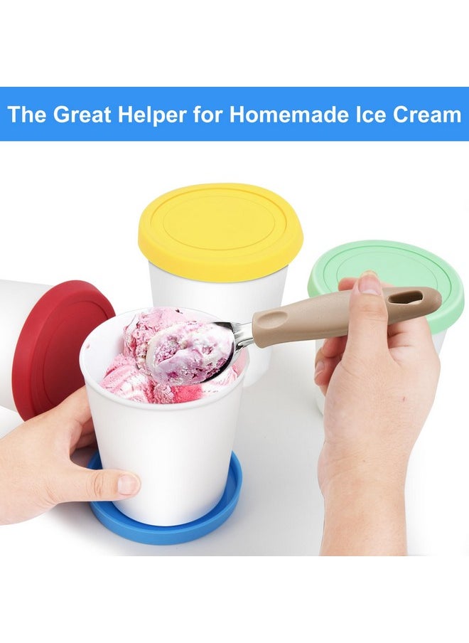Sysmie 4 Pack Ice Cream Container Set (1 Quart Each) - Reusable Ice Cream Freezer Storage Tubs With Silicone Lids And An Ice Cream Scoop For Homemade Ice Cream, Sorbet And Gelato, Dishwasher Safe, Bpa Free  - Image 2