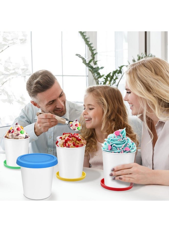 Sysmie 4 Pack Ice Cream Container Set (1 Quart Each) - Reusable Ice Cream Freezer Storage Tubs With Silicone Lids And An Ice Cream Scoop For Homemade Ice Cream, Sorbet And Gelato, Dishwasher Safe, Bpa Free  - Image 3