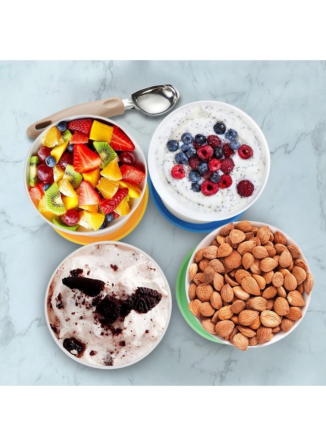 Sysmie 4 Pack Ice Cream Container Set (1 Quart Each) - Reusable Ice Cream Freezer Storage Tubs With Silicone Lids And An Ice Cream Scoop For Homemade Ice Cream, Sorbet And Gelato, Dishwasher Safe, Bpa Free  - Image 4