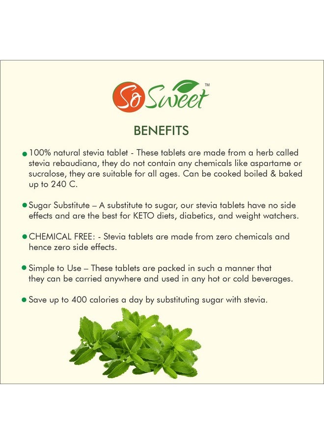 So Sweet - 500 Tablet 100% Natural Sweetener For Weight Diabetes Keto Management Sugarfree Zero Calories Made Out Of Stevia Leaf Extract (Meethi Tulsi) - Image 1