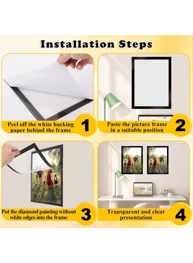 ZIVTH 12 Pack A4 Magnetic Display Frames Self Adhesive, HD Clear Kids Art Frame, Reusable Changeable Artwork, Photo & Document Holder for Drawings & Crafts (Black) - Image 3