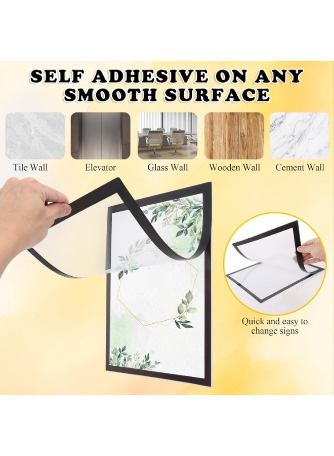 ZIVTH 12 Pack A4 Magnetic Display Frames Self Adhesive, HD Clear Kids Art Frame, Reusable Changeable Artwork, Photo & Document Holder for Drawings & Crafts (Black) - Image 5