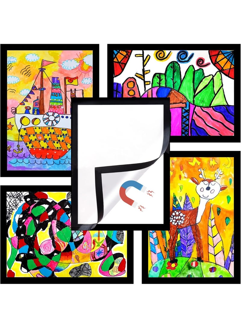 ZIVTH 12 Pack A4 Magnetic Display Frames Self Adhesive, HD Clear Kids Art Frame, Reusable Changeable Artwork, Photo & Document Holder for Drawings & Crafts (Black) - Image 2