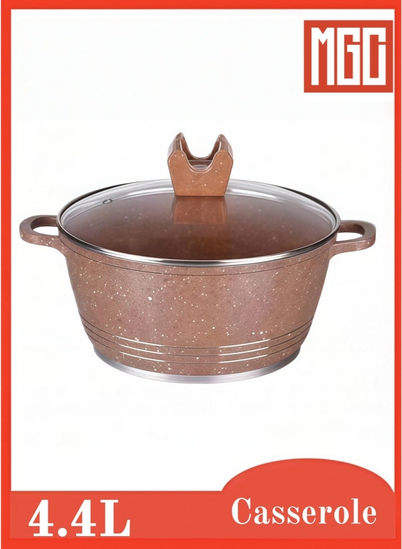 MGC Non-stick Casserole with Glass Lid - High-quality material, Corrosion resistance, Easy to clean, Even heat distribution, and Clear lid design - Image 1