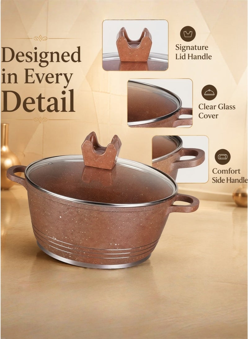 MGC Non-stick Casserole with Glass Lid - High-quality material, Corrosion resistance, Easy to clean, Even heat distribution, and Clear lid design - Image 3