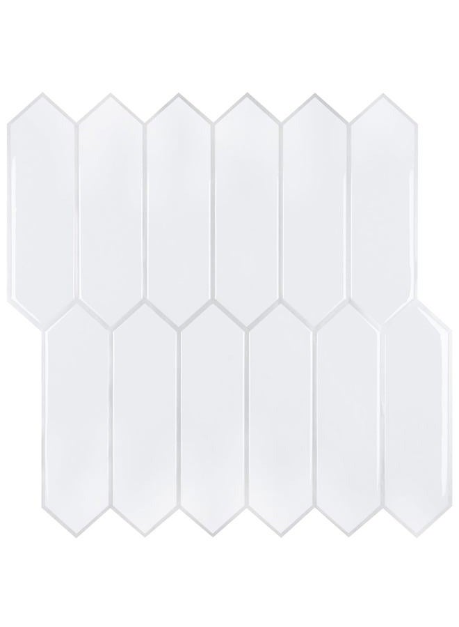CHIHUT 16 Sheets Long Hexagon Tile Peel and Stick Backsplash Tile Stickers for Kitchen 12''x12'' Adhesive White Back Splash Stick on Tile Waterproof Peel and Stick Wall Tiles for Bathroom Laundry Room - Image 1