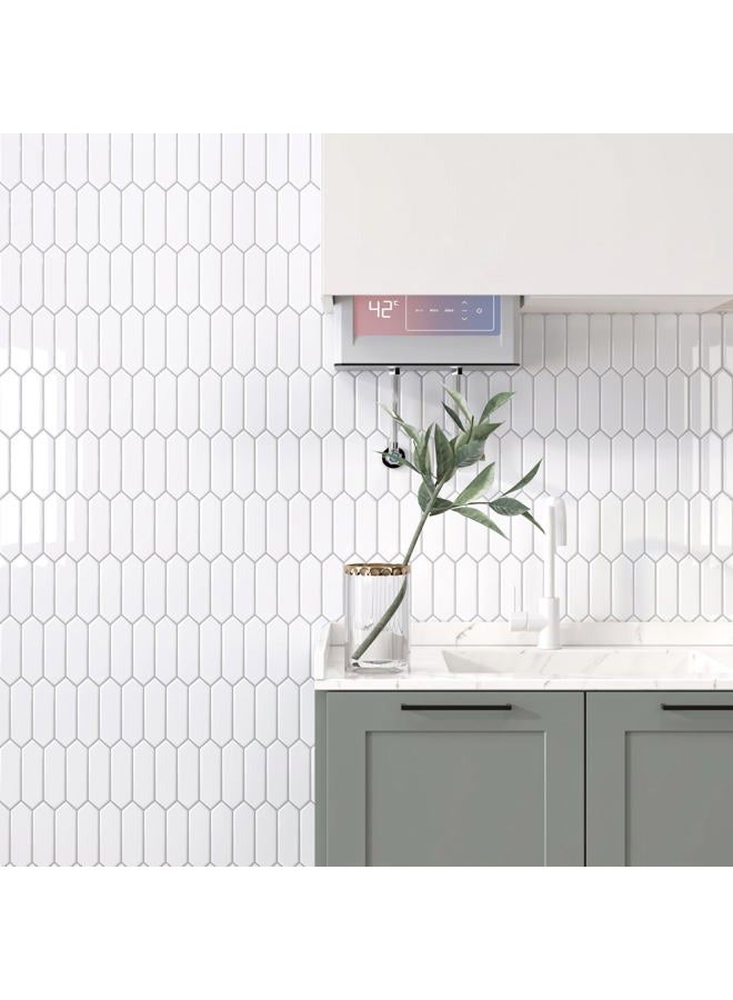 CHIHUT 16 Sheets Long Hexagon Tile Peel and Stick Backsplash Tile Stickers for Kitchen 12''x12'' Adhesive White Back Splash Stick on Tile Waterproof Peel and Stick Wall Tiles for Bathroom Laundry Room - Image 4