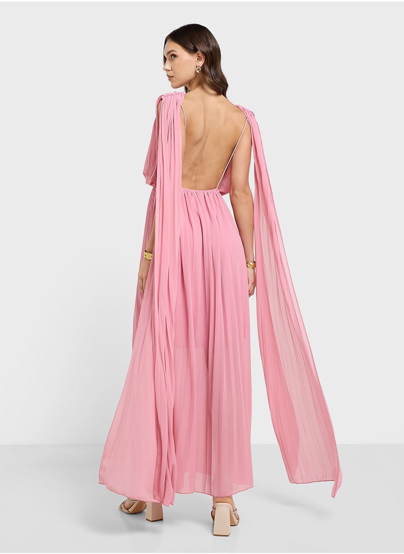 ELLA - Backless Dress With Cape Trail - Image 1