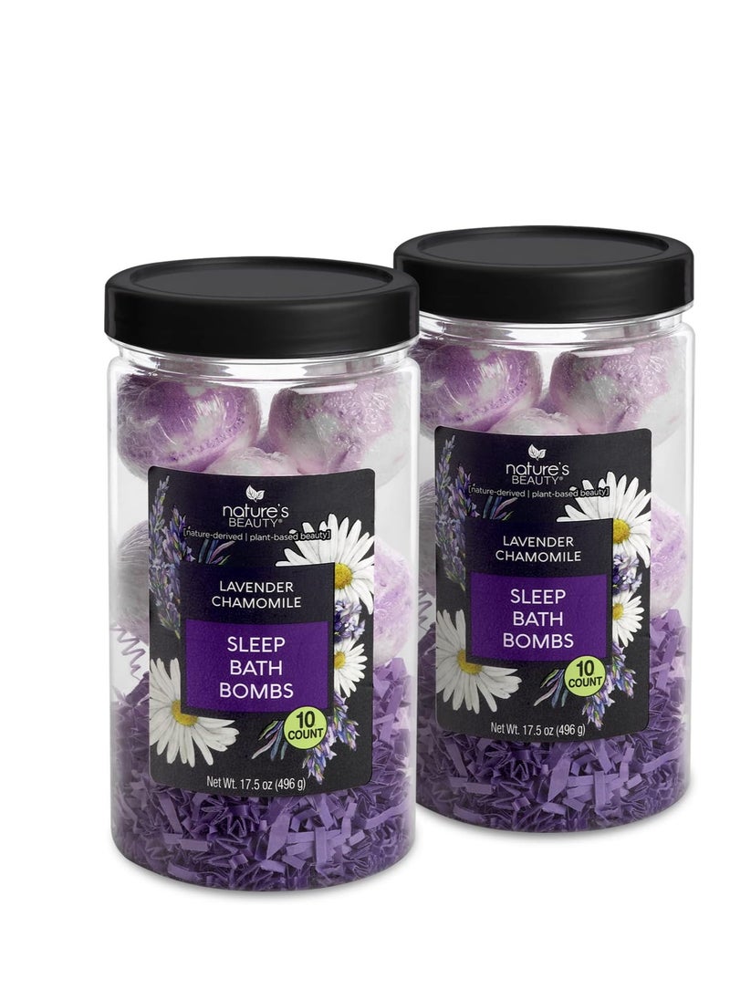 Nature's Beauty - Nature's Beauty Lavender Chamomile Sleep Bath Bomb Gift Set Multi-Pack- Luxury Fizzy Relax Spa Bomb w/Vanilla + Citrus Scent Made with Coconut Oil + Witch Hazel, 17.5 oz | 10 ct ea (2 Pack) - Image 1