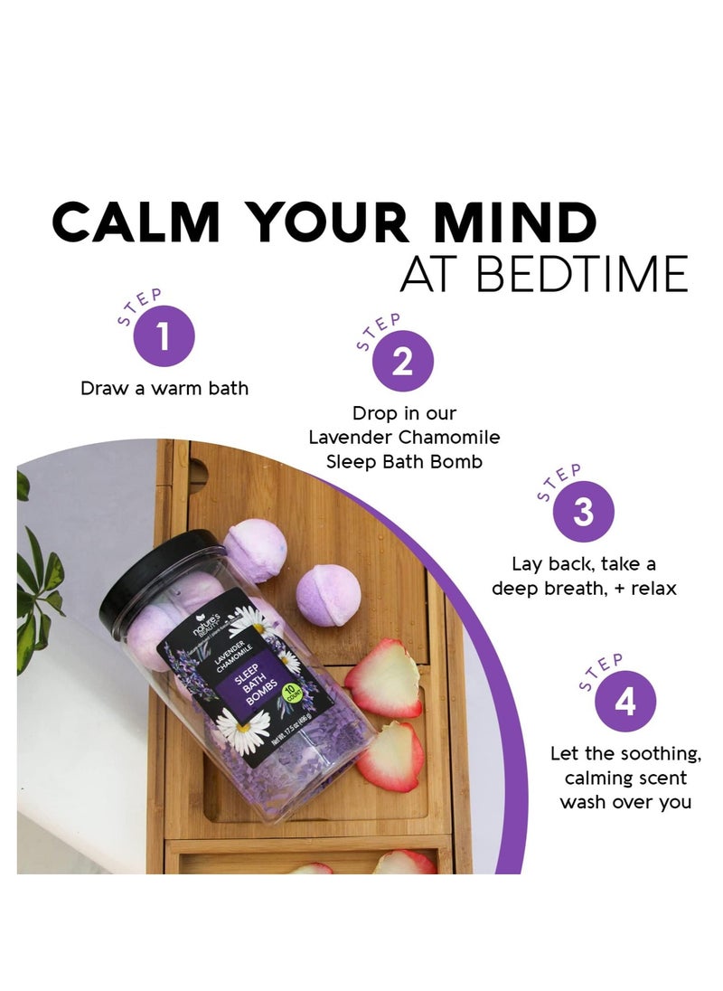 Nature's Beauty - Nature's Beauty Lavender Chamomile Sleep Bath Bomb Gift Set Multi-Pack- Luxury Fizzy Relax Spa Bomb w/Vanilla + Citrus Scent Made with Coconut Oil + Witch Hazel, 17.5 oz | 10 ct ea (2 Pack) - Image 1