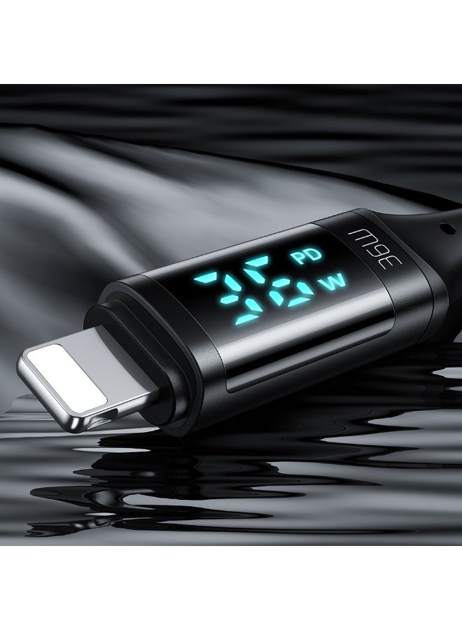 مكدودو كابل آيفون USB-C إلى لايتنينج مع شاشة رقمية 36 واط بطول 1.2 متر من ماكدودو – كابل PD للشحن السريع ونقل البيانات متوافق مع iPhone وiPad وAirPods – أسود - Image 2