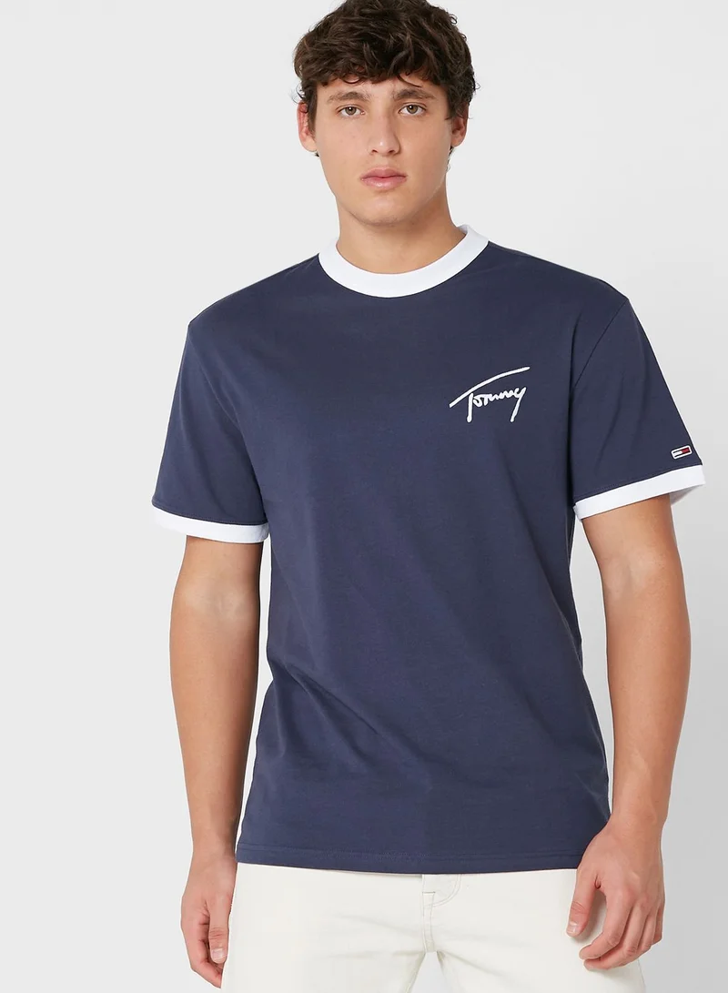 TOMMY JEANS Signature Ringer Crew Neck T-Shirt
