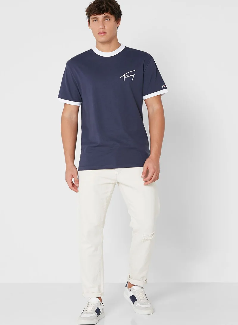 TOMMY JEANS Signature Ringer Crew Neck T-Shirt