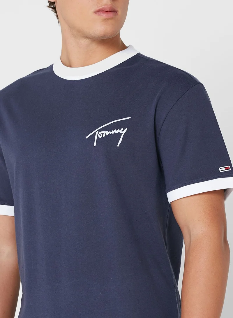 TOMMY JEANS Signature Ringer Crew Neck T-Shirt