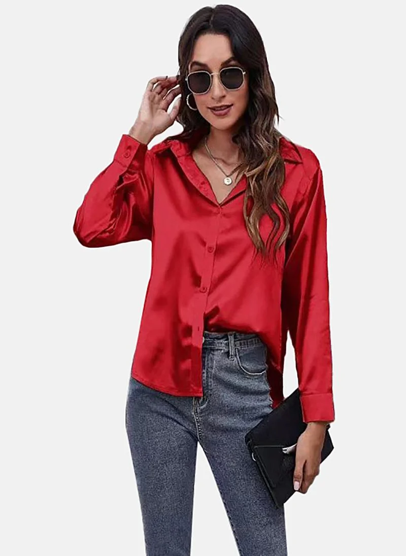 YUNIQEE Red Solid Slim Fit Shirt