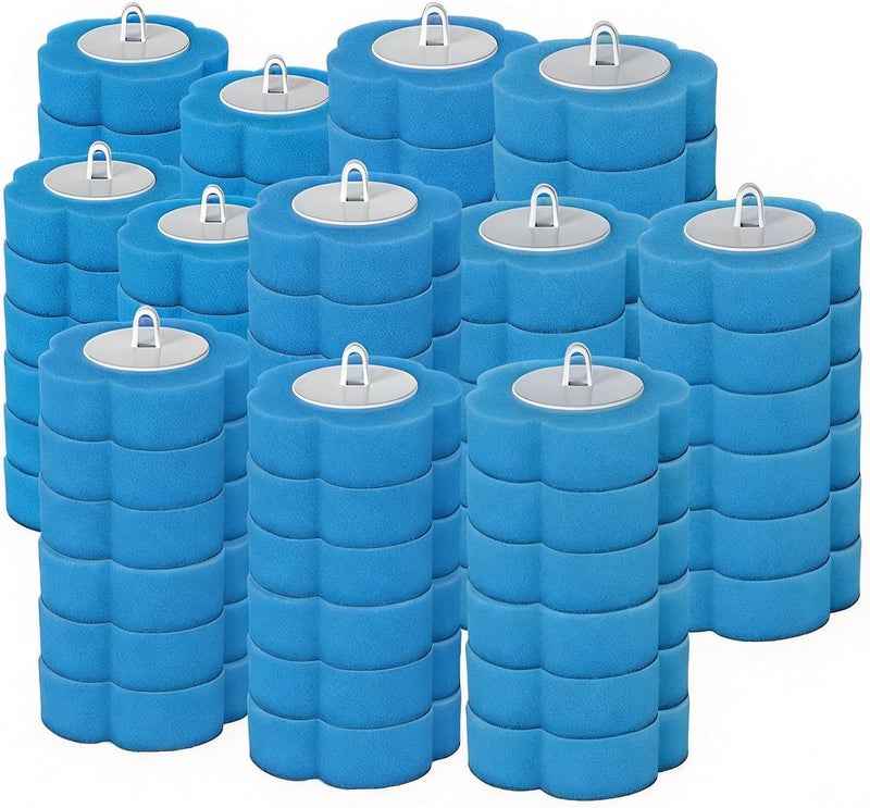 Disposable Toilet Brush with 48 Refill Heads and Holder– Includes Storage Caddy&Toilet Bowl Wand, Wall-Mount Scrubbing Toilet Brush Bathroom Cleaning Kit (Blue-72 Refills)