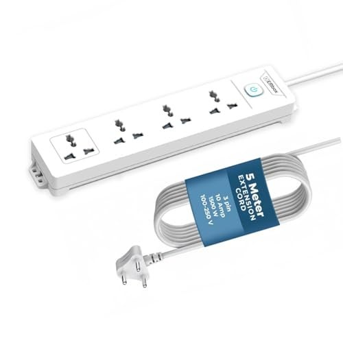 EMBOX Extension Board 5 Meter Cable | Extension Board with Switches, 4 Universal Sockets LED Indicator | 1500W Extension Cord - Image 1