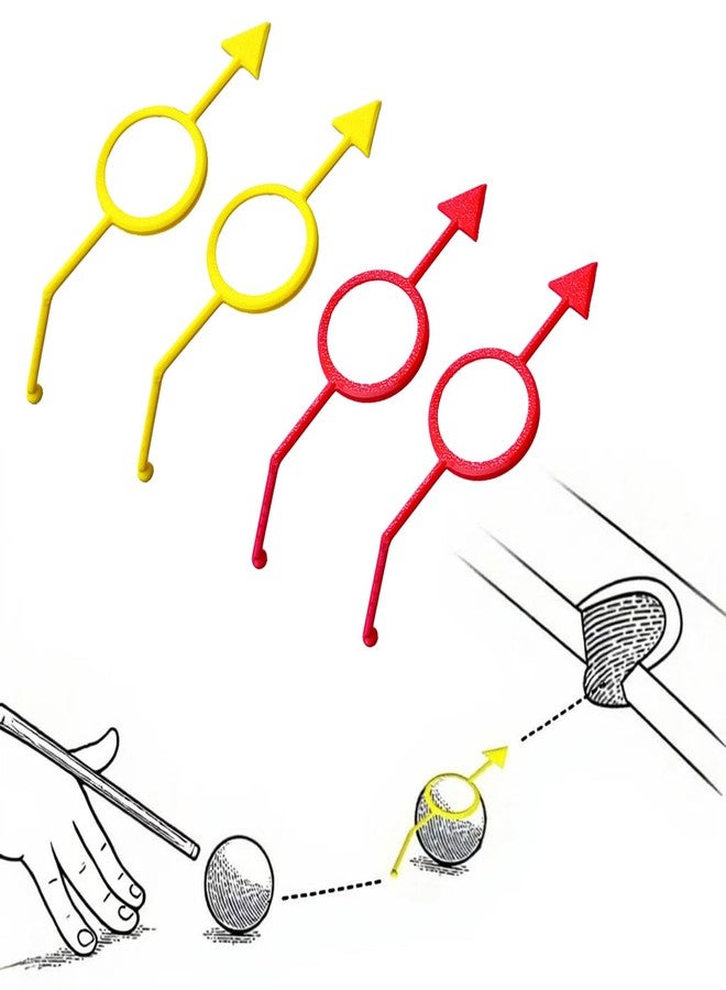 Sinkkuma Billiards Aiming Aid,Cue Shot Aiming Aid for 2-1/4" Balls,2 or 4 pcs Billiard Angle Trainer,Red or Yellow Training Pool Ball Aid (2xRed and 2xYellow) - Image 1