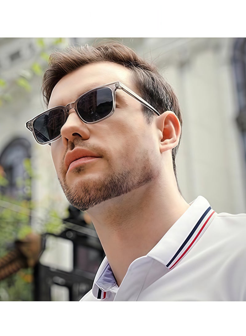 Polarized Aviator Sunglasses for Men Women UV400 Protection TR Frame Anti Glare Sun Shades for Driving Fishing Traveling Outdoor Sports Daily Errands Weekend Getaways Casual Outings,Transparent Gray Frame - Image 5