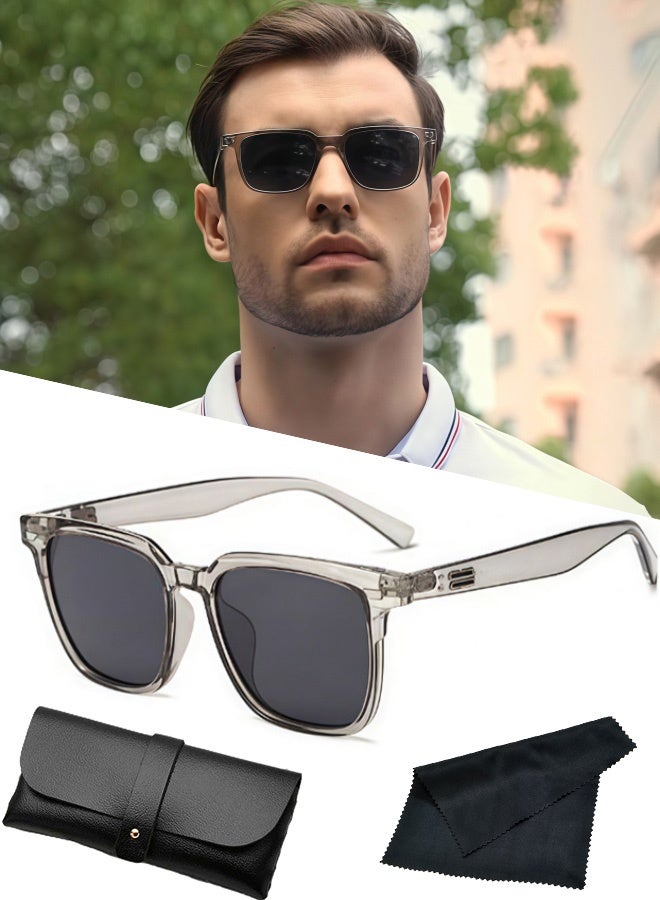 Polarized Aviator Sunglasses for Men Women UV400 Protection TR Frame Anti Glare Sun Shades for Driving Fishing Traveling Outdoor Sports Daily Errands Weekend Getaways Casual Outings,Transparent Gray Frame - Image 1