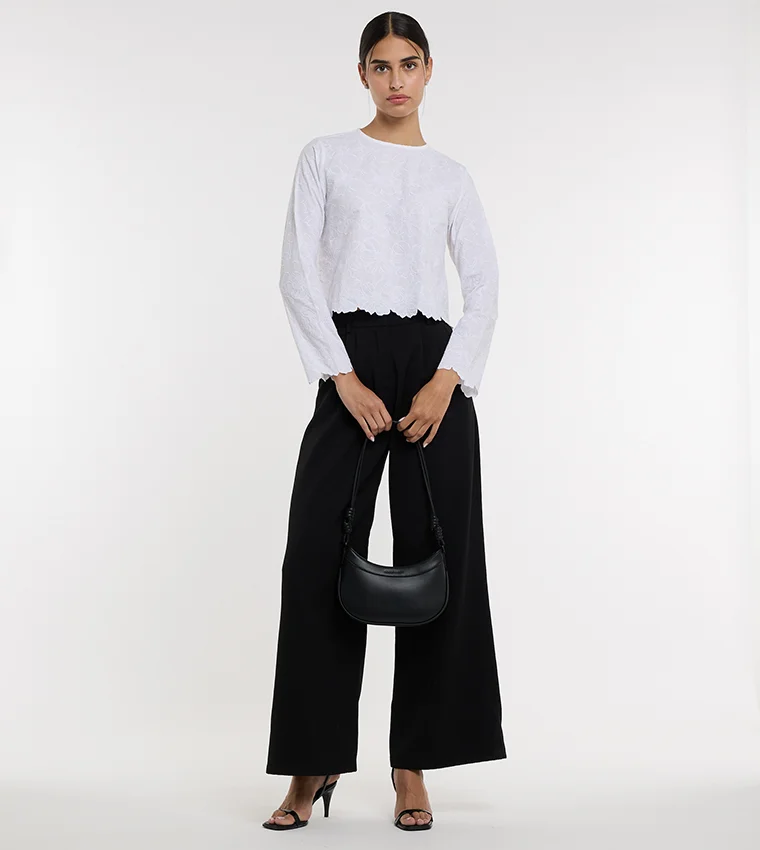 بي سي بي جي BCBG Embroidery Crop Top