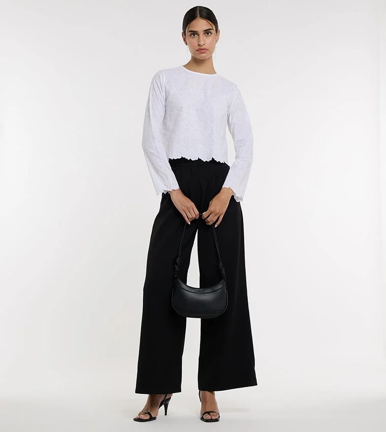 بي سي بي جي BCBG Embroidery Crop Top