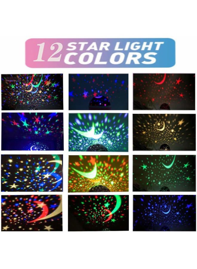 Borelor Star Night Light for Kids, 12 Color Changing Lights Modes with USB Cable, 360°Rotating Moon Star Projector Desk Lamp for Bedroom Party Decor & Girls Birthday Gift (Black) - Image 2
