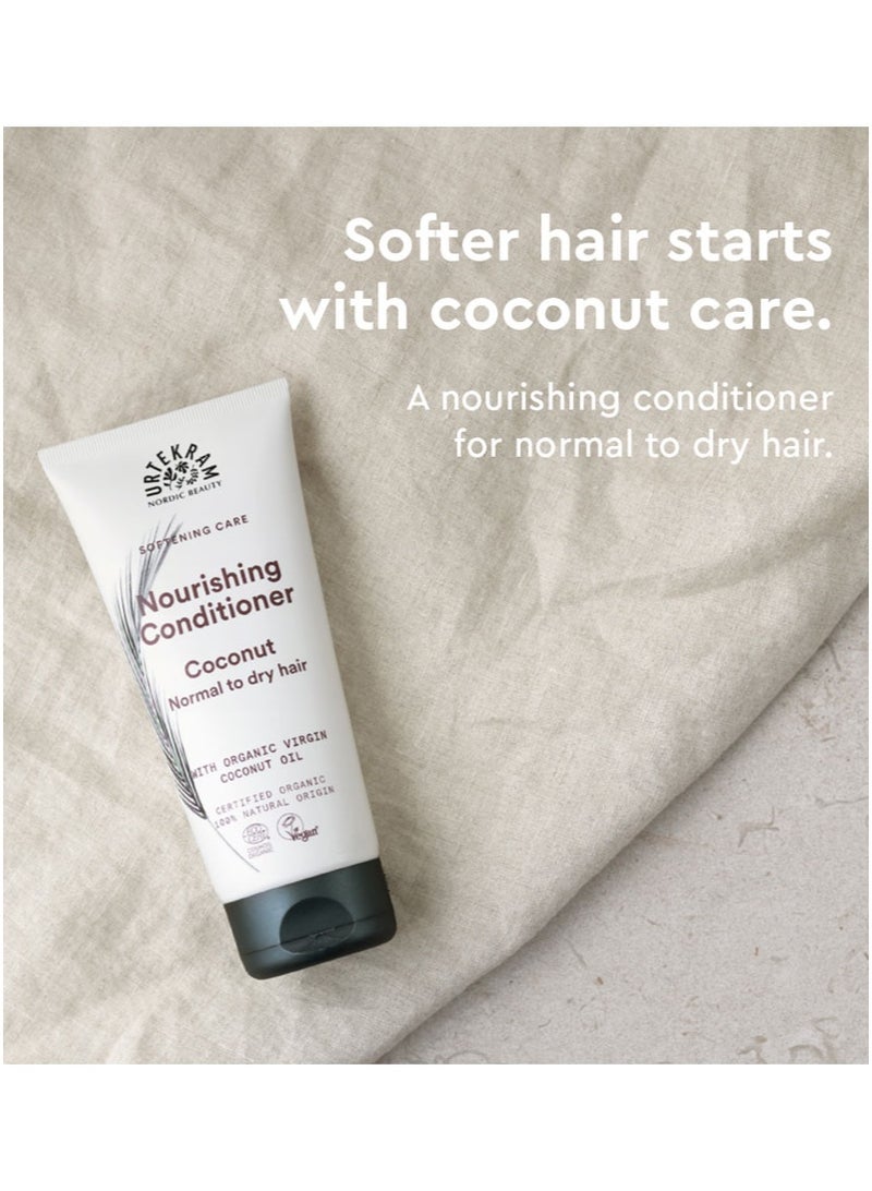 Urtekram Organic Coconut Nourishing Conditioner with virgin coconut oil, 180 ml -100% Organic and Vegan - Silicone and Paraben-Free - Image 2
