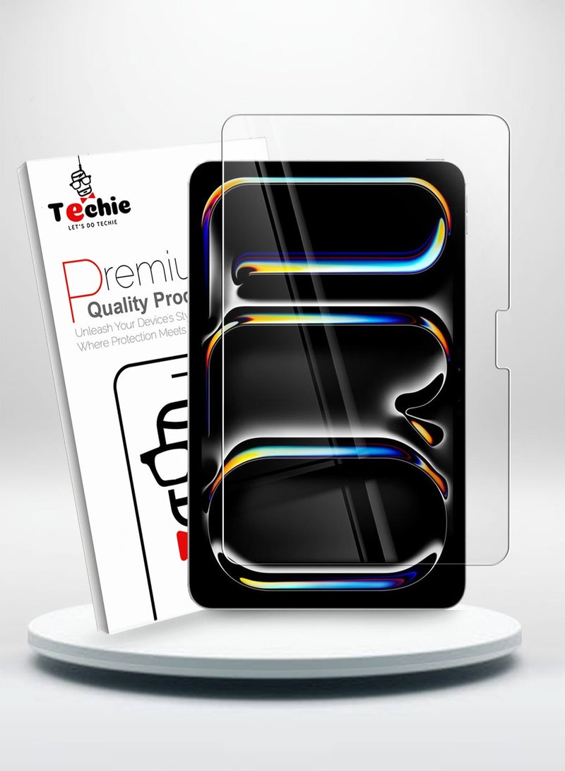 Techie حماية شاشة زجاجية مقسّاة HD واضحة خالية من الفقاعات لجهاز Apple iPad Pro 11 بوصة M4 (2024) سهلة التركيب - Image 1