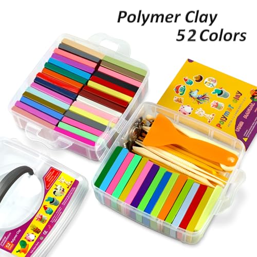 Aestd-ST Polymer Clay 52 Colors, Modeling Clay for Kids, Non-Sticky Oven Bake Clay with Sculpting Tools and Accessories, Halloween Christmas Gift for Children and Artists - Image 2