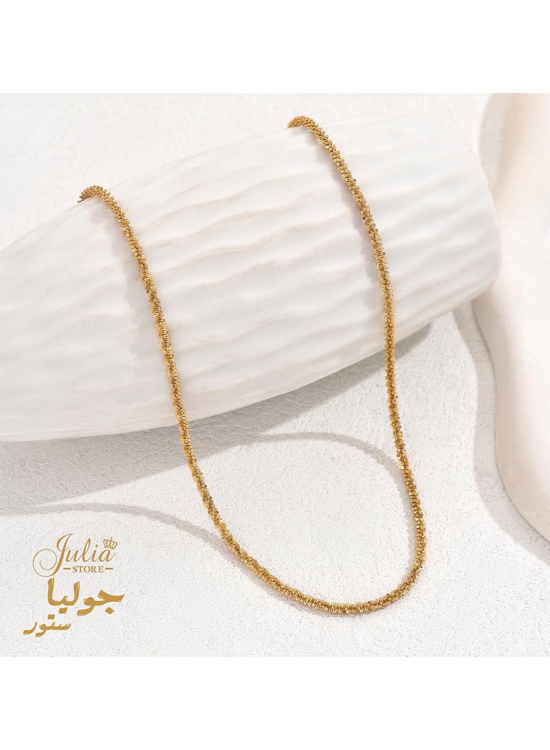جوليا ستور عقد تشوكر أنيق من الفولاذ المقاوم للصدأ مطلي بالذهب عيار 18 قيراطًا، بتصميم أنيق ومقطع ماسي لامع، سلسلة جراد البحر - Image 1