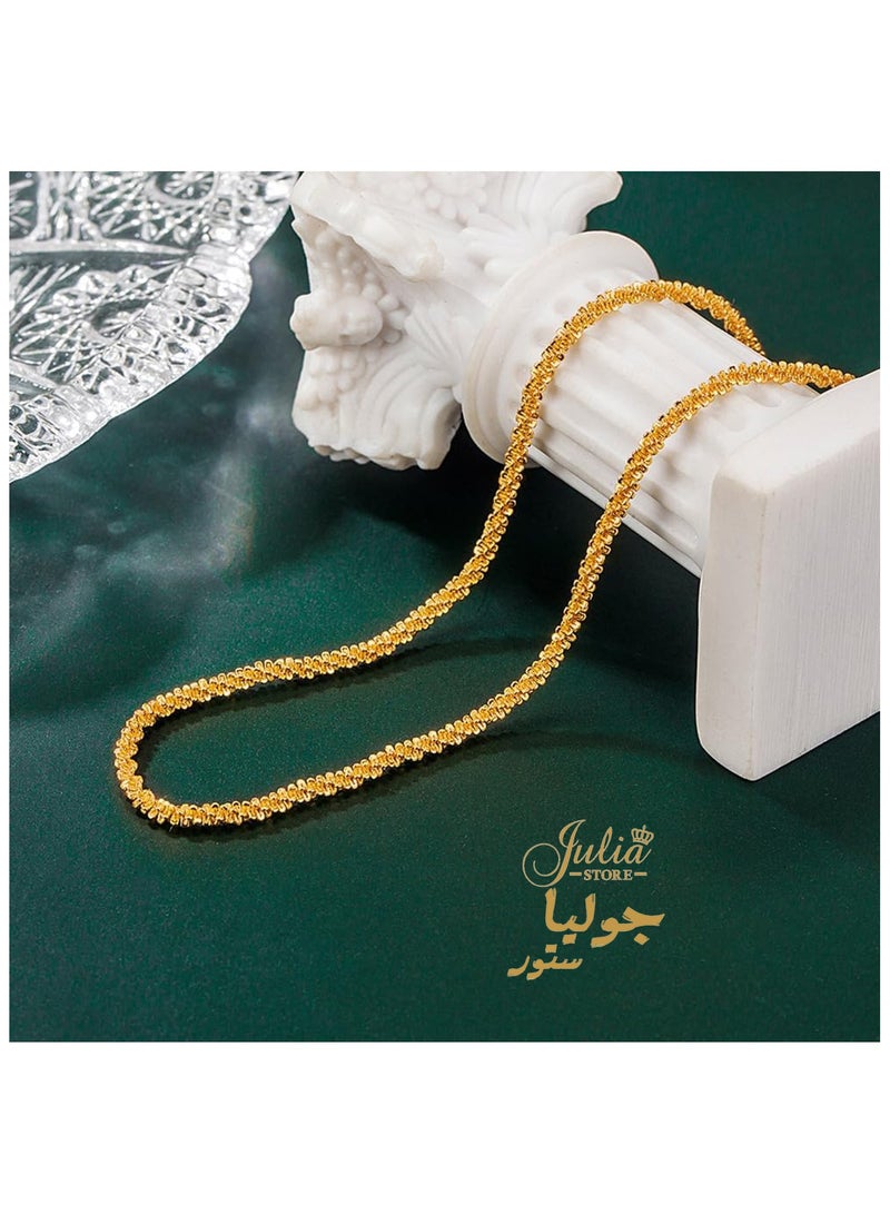 جوليا ستور عقد تشوكر أنيق من الفولاذ المقاوم للصدأ مطلي بالذهب عيار 18 قيراطًا، بتصميم أنيق ومقطع ماسي لامع، سلسلة جراد البحر - Image 5