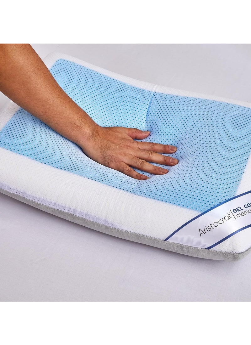 MAXQON - Cool Gel Deluxe Memory Foam Pillow With Cooling Technology and Removable Cover - 60x40x13 cm - Image 1