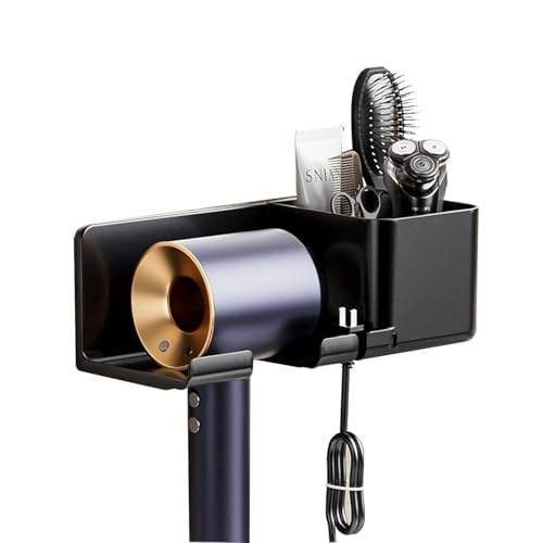 V2H Hair Dryer Holder with Storage Box,Wall Mounted Hair Rack Hair Dryer Rack for Dyson Supersonic Hair Iron Bathroom Holder for Curling Iron Hair Straightener Hair Styling Tools(Set of 1) - Image 1